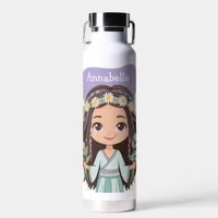 Cute Boho Girl with Daisies in Purple Water Bottle