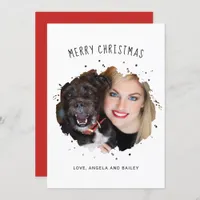 Cute Personalized Pet Splash Photo Christmas Holiday Card