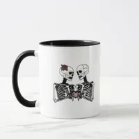 Romantic Skeleton Couple Gothic With Heart Hands Mug
