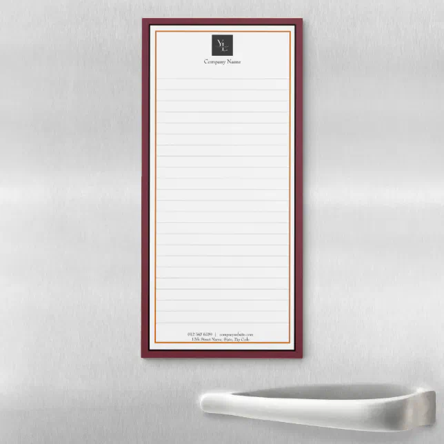 Modern Red White Gold with Business Logo Magnetic Notepad