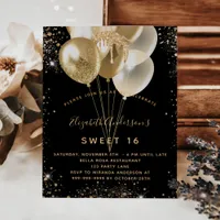 Budget Sweet 16 black gold glitter balloons