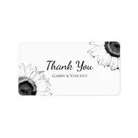 Black and White Sunflower Wedding Favor Tag
