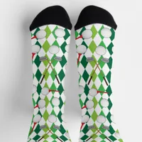 Golfing Green Argyle Diamonds Patterned Socks