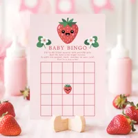 Kawaii Strawberry Baby Shower Bingo Game Card