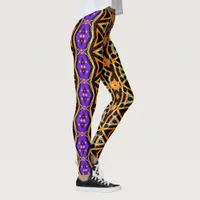 Electric Halloween Tribal Purple Orange Leggings