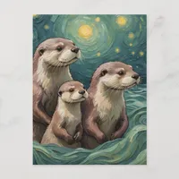 Adorable Otter Family Postcard