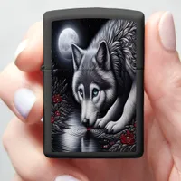 Serene White Wolf Scene Zippo Lighter