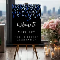 Birthday party black navy blue welcome foam board