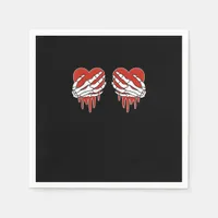 Anti Valentine Skeleton Hands Heart Goth Napkins