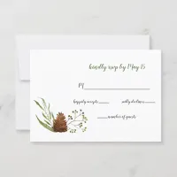 Rustic Conifer Leaves Pine cone Wedding RSVP Card