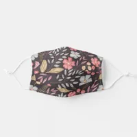 Modern Botanical Watercolor Brown Floral Adult Cloth Face Mask