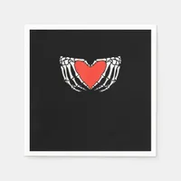Skeleton Hands Forming Heart Creepy Gothic Napkins