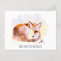 *~* Animal Red Fox Art  Ap18  Wildlife Text  Postcard
