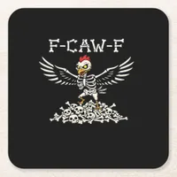 F Caw F Funny Chicken Halloween Cool Unique Style Square Paper Coaster