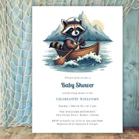 Nautical Fishing Sailor Raccoon Boy Baby Shower Invitation