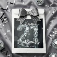 21st Birthday Silver Diamonds Glam Black Thank You Favor Bag