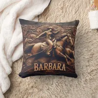 Cowgirl Roping Cattle at a Rodeo Event Throw Pillow