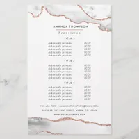 White and Rose Gold Agate Pricing and Services Flyer