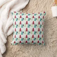 Multicolor Christmas Trees Pattern Throw Pillow