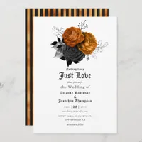 Black and Orange Floral Gothic Wedding Invitation