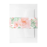 Watercolor Succulent Blush Floral Elegant Wedding Invitation Belly Band