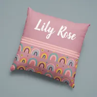 Custom Pink Rainbow Pattern Kid's Throw Pillow