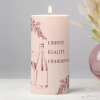 Liberté Égalité Chardonnay Funny Wine Illustration Pillar Candle