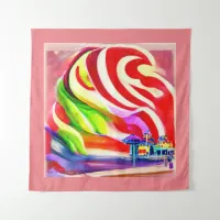 Santa Monica Pier swirly Candy AI Art Tapestry