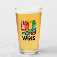 Pride LGBTQ Love Wins Rainbow Retro Typography Glass