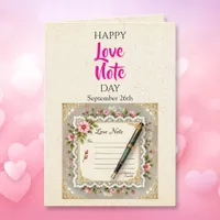 Happy Love Note Day - September 26th Card