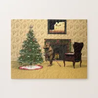 Cute Mouse Decorating a Christmas Tree Jigsaw Puzzle