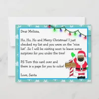 Letter from Santa for Kids + Coloring Page on Back Postcard