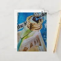 surreal collage art Bird Jewelry and Architecture  Postcard