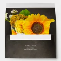 Bright Yellow Sunflower Modern Wedding Envelope