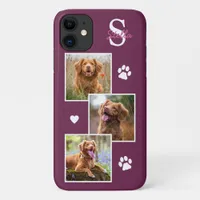 Dog Photo Collage Monogram Magenta Pet iPhone 11 Case