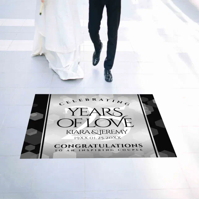 Elegant 25th Silver Wedding Anniversary Floor Decals