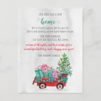 Christmas Tree Cart We've Moved Holiday Moving Postcard