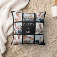 Father black photo collage baby child throw pillow