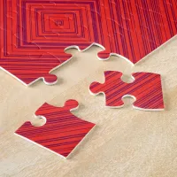 Red Geometric Diamond Pattern Impossible Pattern Jigsaw Puzzle