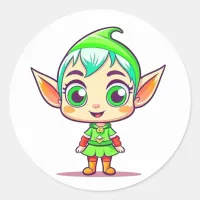 Cute Christmas Elf  Classic Round Sticker