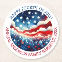 Happy Fourth of July Personalized Round Paper Coaster