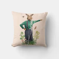 Rabbit Scarecrow  Throw Pillow