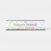 Rainbow Leopard Crayon School Teacher Educator Desk Name Plate