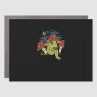 Frog Mushroom Hat Reading Book - Cottagecore Gobli Car Magnet