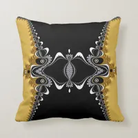 Fractal Waves Gold+Black Art Cushion