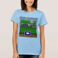 Wyoming Picture & Text, Map, Flag & State Seal T-Shirt