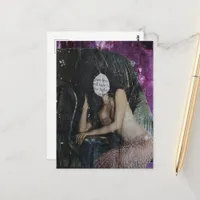Faceless Painful Woman Collage Postcard