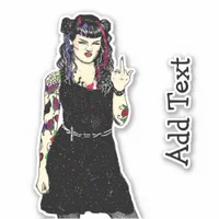 Gothic Punk Girl Flipping the Bird Sticker
