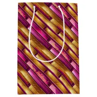 Magenta Gold Christmas Pattern#28 ID1009 Medium Gift Bag