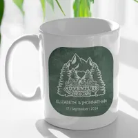 Mountain Adventure Begins Green Chalkboard Wedding Coffee Mug